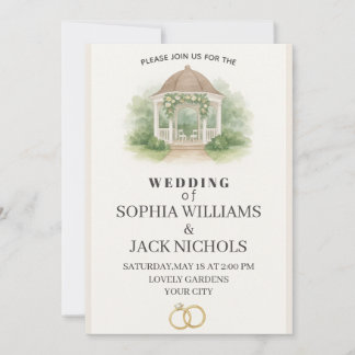 Elegant Watercolor Wedding Ceremony - Classy Beige Invitation