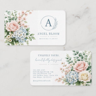 Elegant Watercolor Wedding Florist Business Card