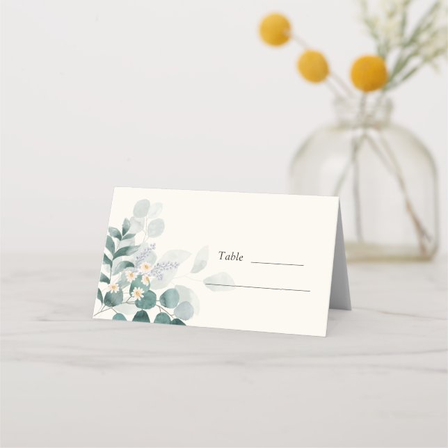 Elegant Watercolor wedding Folded Place Card (Front)