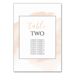 Elegant Watercolor Wedding Guest Names Table Number