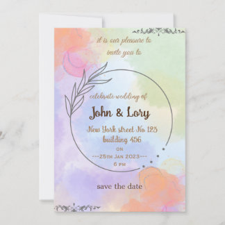 Elegant Watercolor Wedding Invitation 