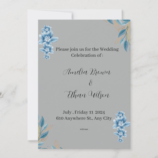 Elegant Watercolor Wedding Invitation (Front)