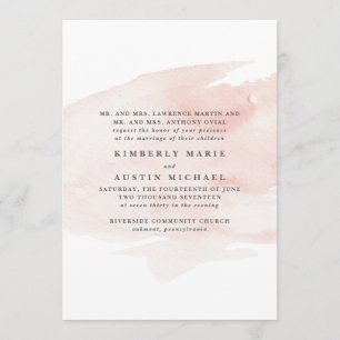 Elegant Watercolor Wedding Invitation   Blush