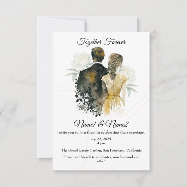 "Elegant Watercolor Wedding Invitation | Editable  (Front)