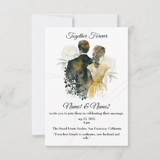 "Elegant Watercolor Wedding Invitation | Editable 
