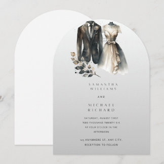Elegant Watercolor Wedding Invitation – Modern Arc