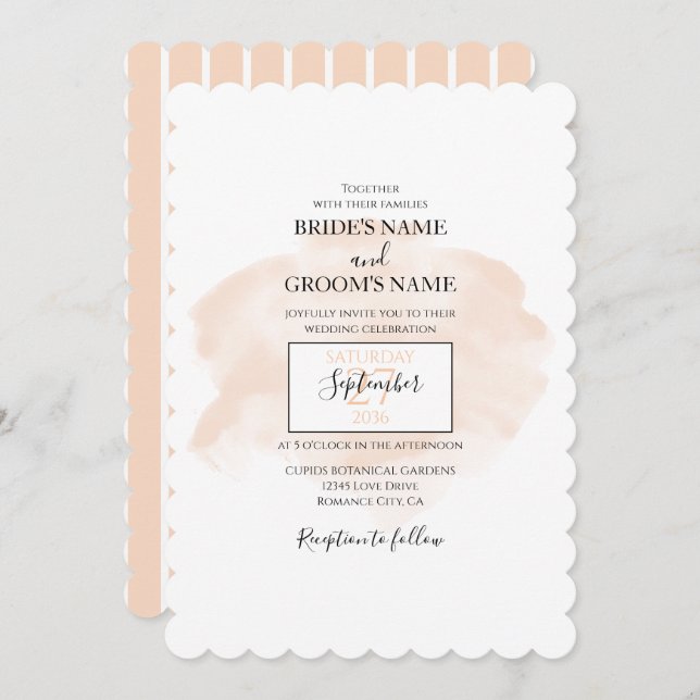 Elegant Watercolor Wedding Invitations (Front/Back)