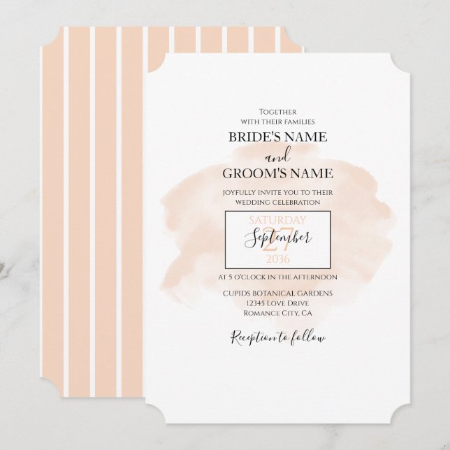 Elegant Watercolor Wedding Invitations (Front/Back)