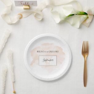 Elegant Watercolor Wedding Paper Plate