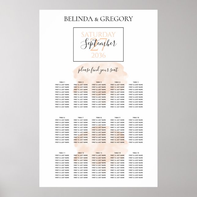 Elegant Watercolor Wedding Seating Chart (Front)