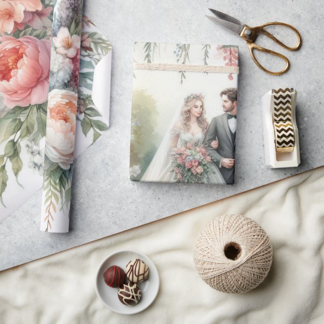 Elegant Watercolor Wedding  Wrapping Paper (Crafts)