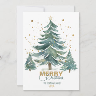 Elegant Watercolor Whimsical Christmas Tree Card