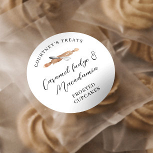 Elegant Watercolor Whisk Pastry Cupcakes Cookies Classic Round Sticker