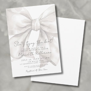 Elegant Watercolor White Bow Bridal Shower Invitation