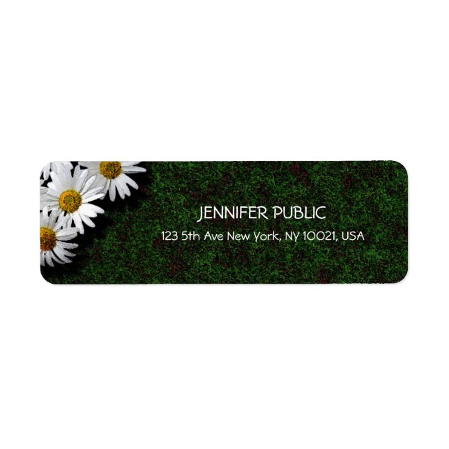 Elegant Watercolor White Daisies Modern Template (Front)