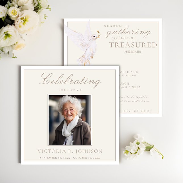  Elegant Watercolor White Dove Celebration of Life Invitation (Creator Uploaded)