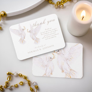 Elegant Watercolor White Dove Memorial Thank You Card