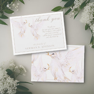 Elegant Watercolor White Dove Memorial Thank You Card