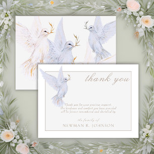 Elegant Watercolor White Dove Memorial Thank You Card