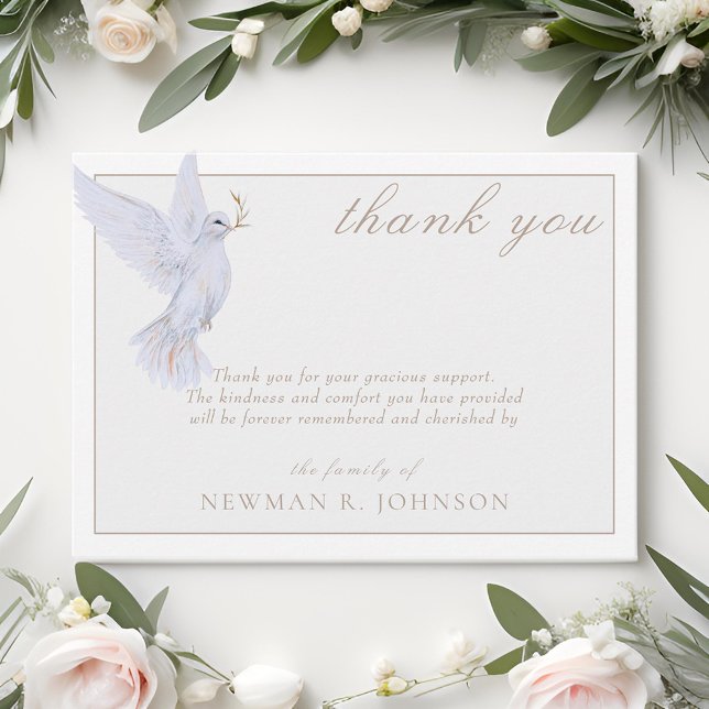 Elegant Watercolor White Dove Memorial Thank You Card (Creator Uploaded)