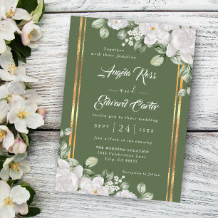 Elegant Watercolor White Florals Wedding Save The Date