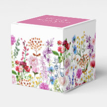 Elegant Watercolor Wild Florals Wedding Favour Box