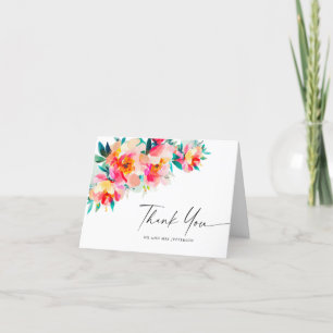Elegant Watercolor Wild Flowers Botanical Wedding Thank You Card