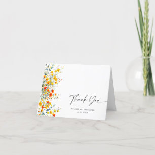 Elegant Watercolor Wild Flowers Botanical Wedding Thank You Card