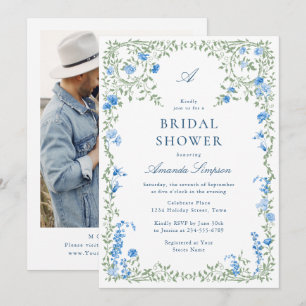 Elegant Watercolor Wild Flowers Bridal Shower Invitation