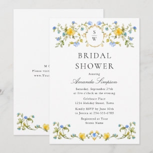 Elegant Watercolor Wild Flowers Bridal Shower Invitation