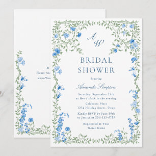 Elegant Watercolor Wild Flowers Bridal Shower Invitation