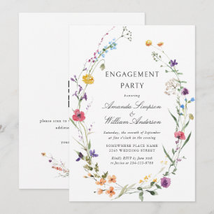 Elegant Watercolor Wild Flowers ENGAGEMENT PARTY Invitation
