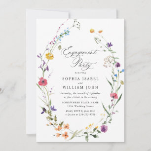Elegant Watercolor Wild Flowers ENGAGEMENT PARTY Invitation