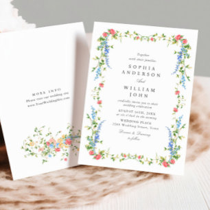 Elegant Watercolor Wild Flowers Floral Wedding Invitation