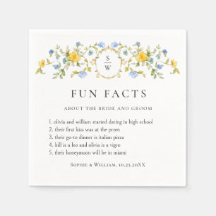 Elegant Watercolor Wild Flowers Floral Wedding Napkin