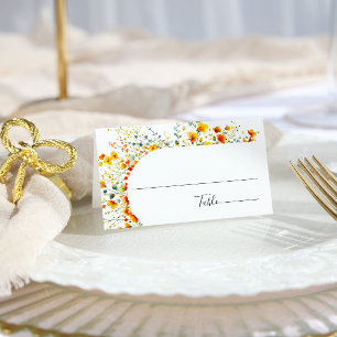 Elegant Watercolor Wild Flowers Floral Wedding Place Card