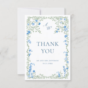 Elegant Watercolor Wild Flowers Floral Wedding Thank You Card