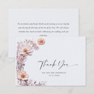 Elegant Watercolor Wild Flowers Floral Wedding Thank You Card