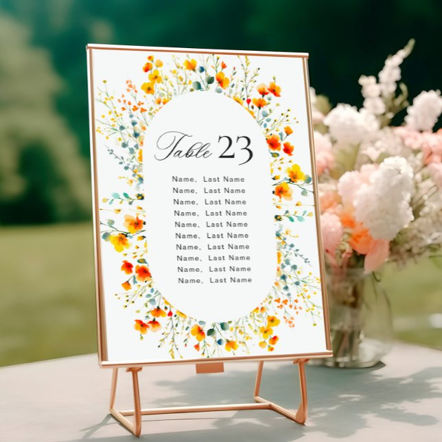 Elegant Watercolor Wild Flowers Table Number Cards (Creator Uploaded)