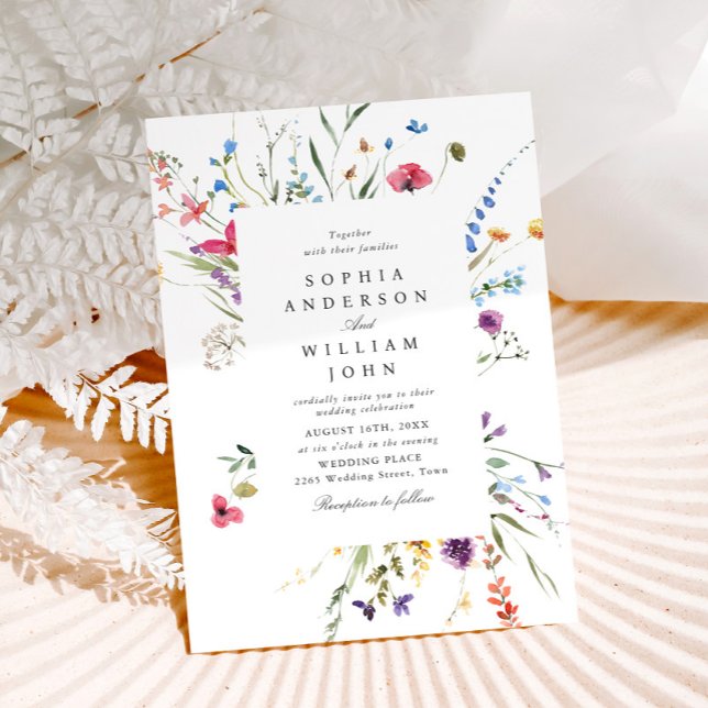 Elegant Watercolor Wild Flowers Wedding Invitation (Creator Uploaded)