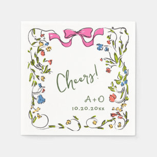 Elegant Watercolor Wild Flowers Wedding Napkin