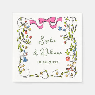 Elegant Watercolor Wild Flowers Wedding Napkin