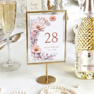 Elegant Watercolor Wild Flowers Wedding Table Number