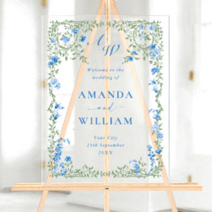 Elegant Watercolor Wild Flowers WELCOME Wedding Acrylic Sign