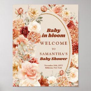 Elegant watercolor wild garden flower Welcome sign