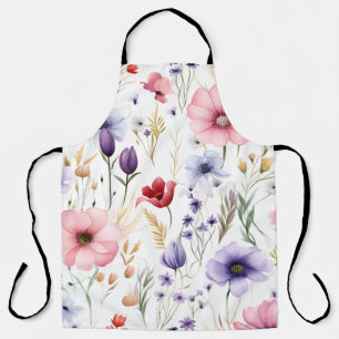 Elegant Watercolor Wildflower Apron