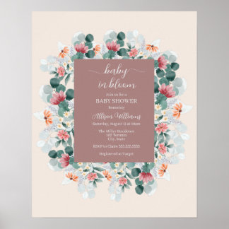Elegant watercolor wildflower baby shower poster