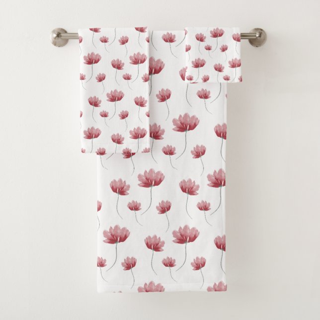 Elegant watercolor wildflower  bath towel set (Insitu)