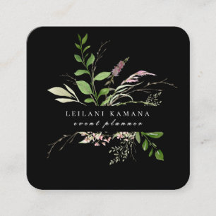 Elegant Watercolor Wildflower Botanical Square Business Card