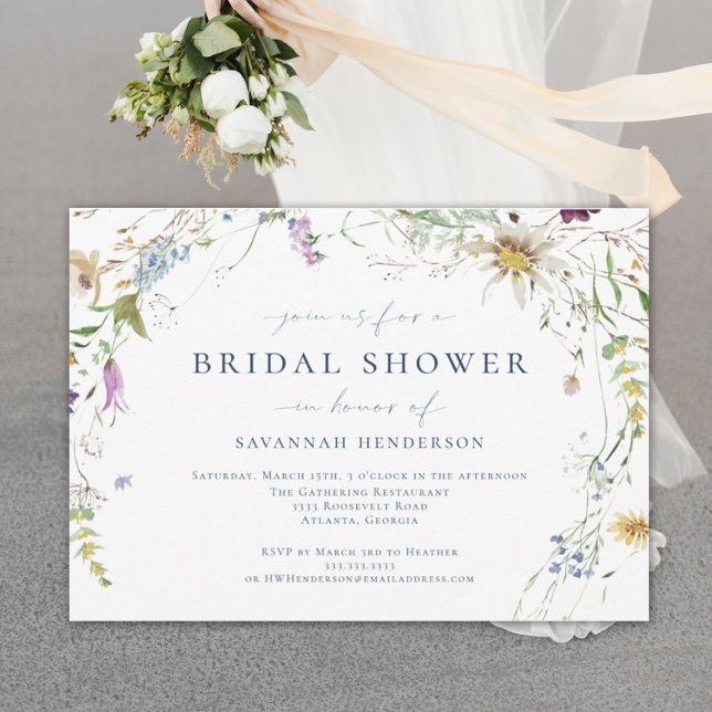Elegant Watercolor Wildflower Bridal Shower Invitation (Creator Uploaded)